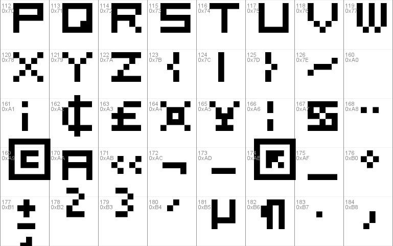 5x5 square Font