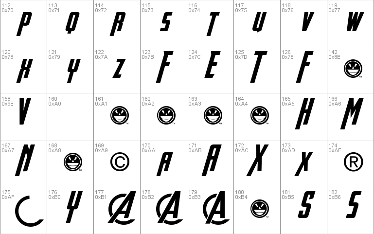 avengers font greek alphabet