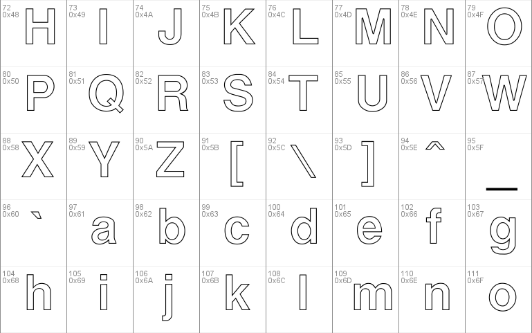 Arena Outline Windows font - free for Personal