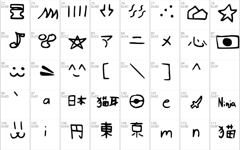 Anime Symbols font  free for Personal