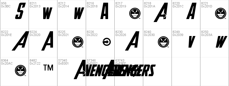 avengers font j background