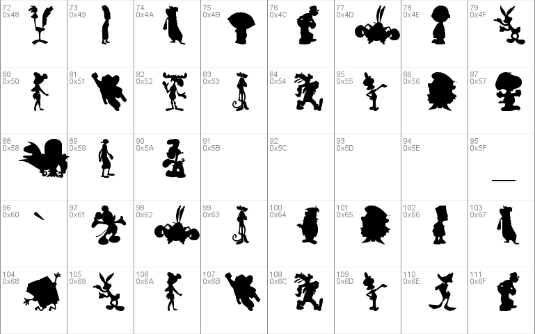 Cartoon Silhouettes Windows font - free for Personal | Commercial ...