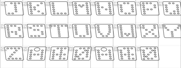 Domino flad kursiv omrids