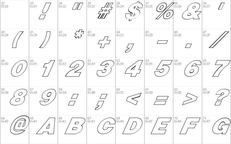 FZ BASIC 13 HOLLOW ITALIC