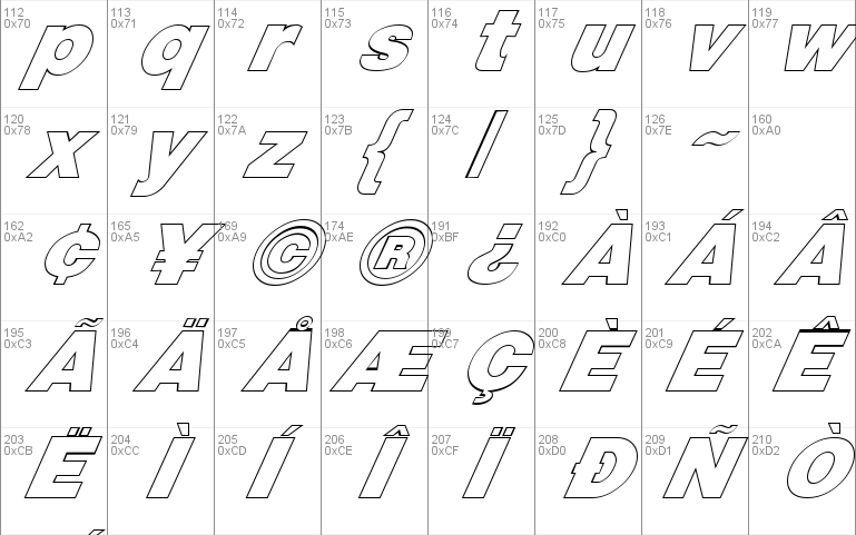 FZ BASIC 13 HOLLOW ITALIC