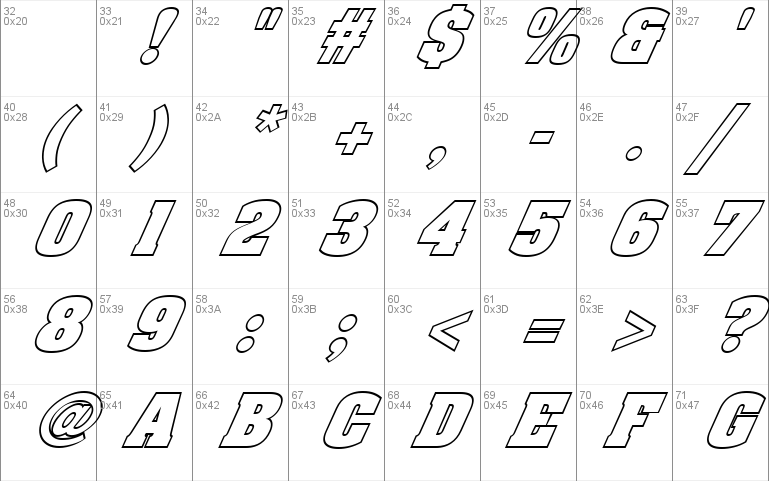 FZ BASIC 52 HOLLOW ITALIC