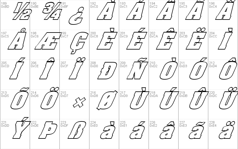 FZ BASIC 52 HOLLOW ITALIC