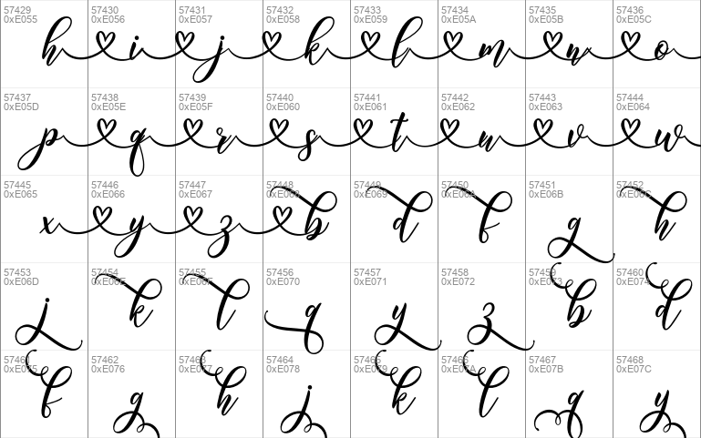 heart love Windows font - free for Personal