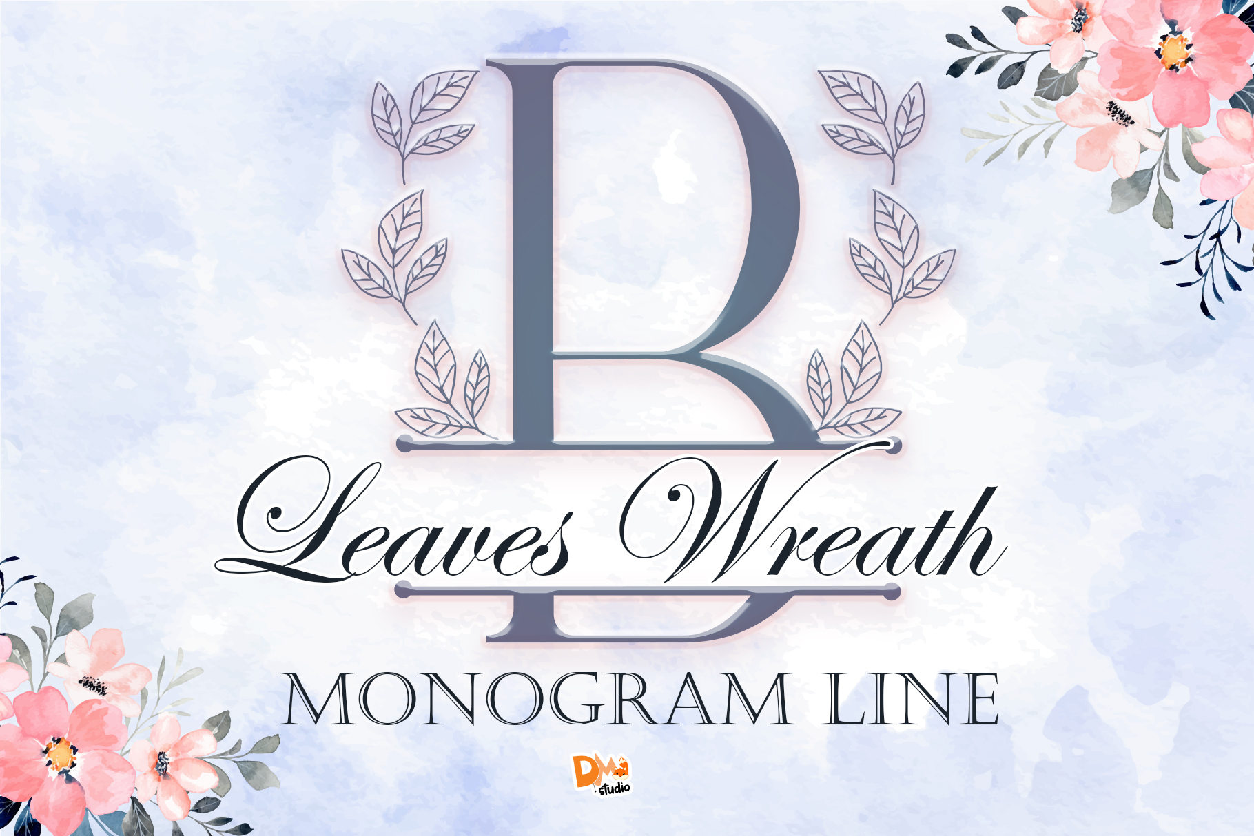 Leaves Wreath Monogram Line