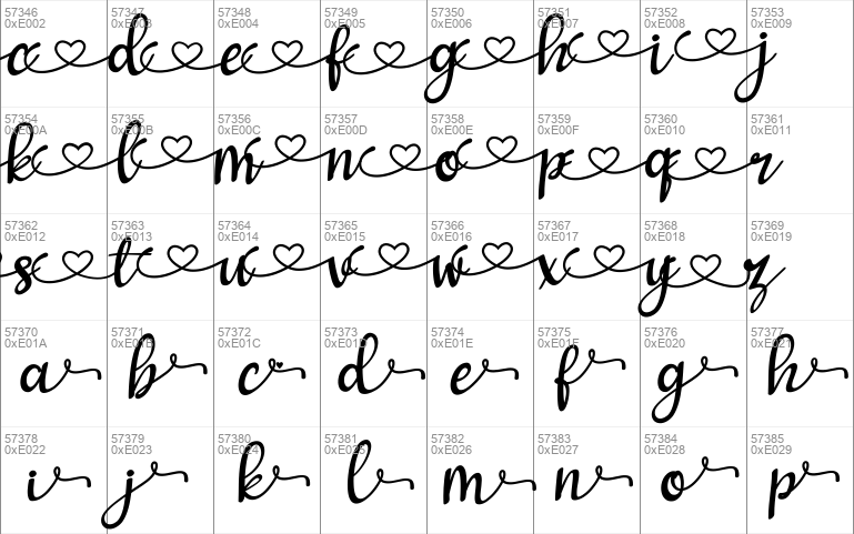 love and heart Windows font - free for Personal