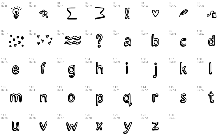 Lettertype Mies Crazy Icons