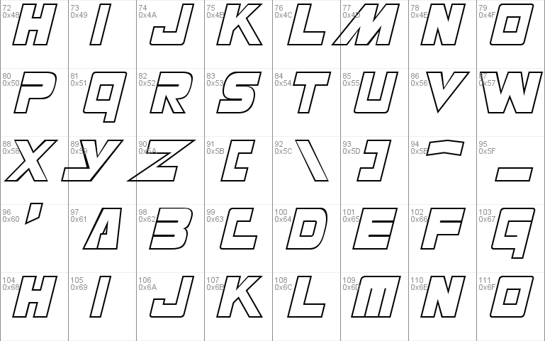 Masterforce Hollow Font