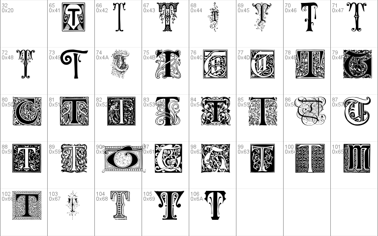 Ornamental Initials T Windows Font - Free For Personal