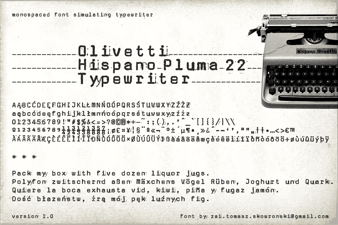 zai Olivetti Hispano Pluma 22 Typewriter