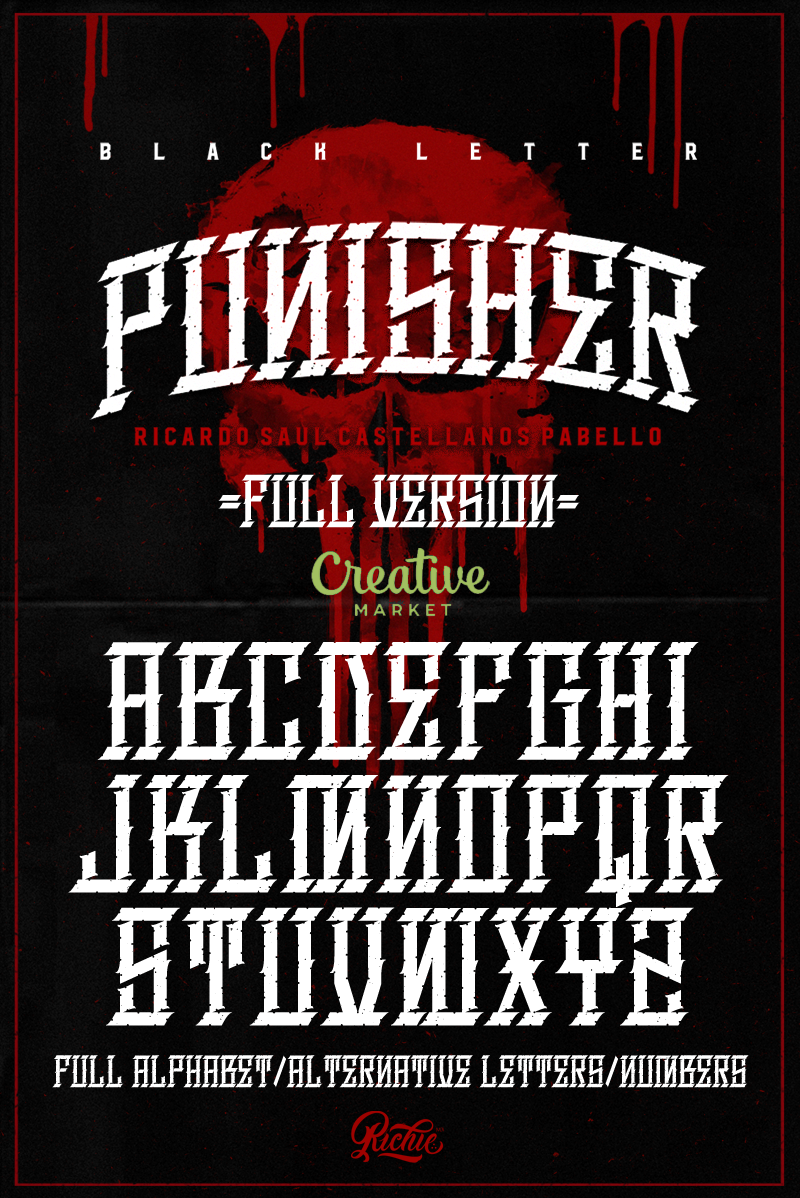 Punisher Windows font - free for Personal
