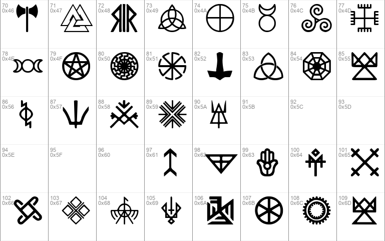 Pagan Symbols Windows font - free for Personal 