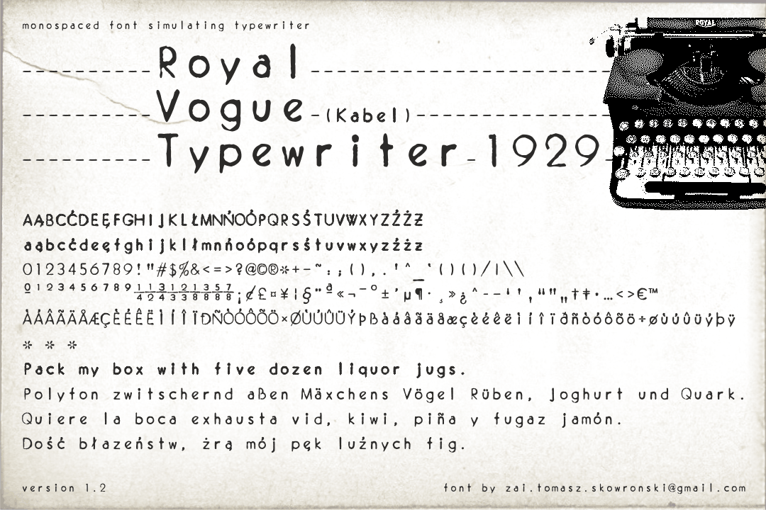 zai Royal Vogue Typewriter 1929