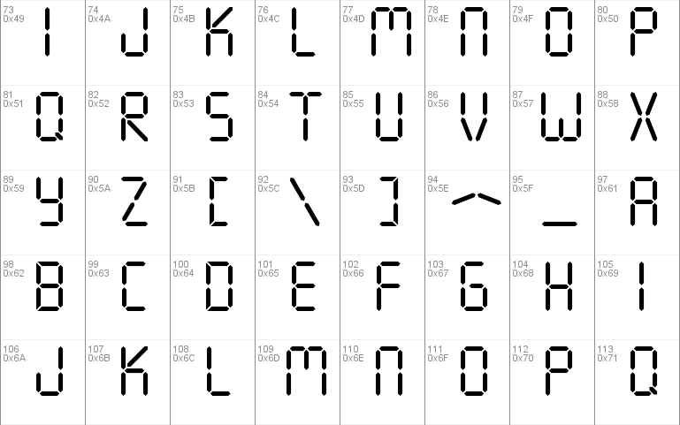 7 segment display font microsoft word