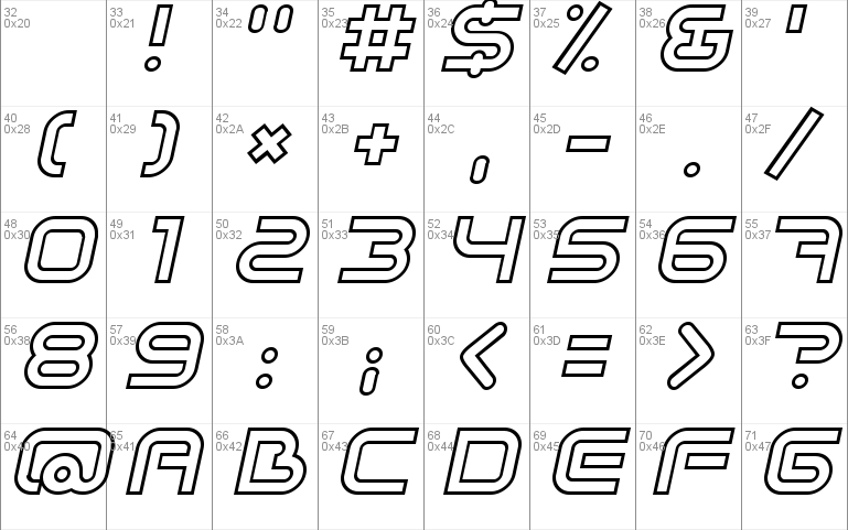 Sci Fied X Outline Italic Font