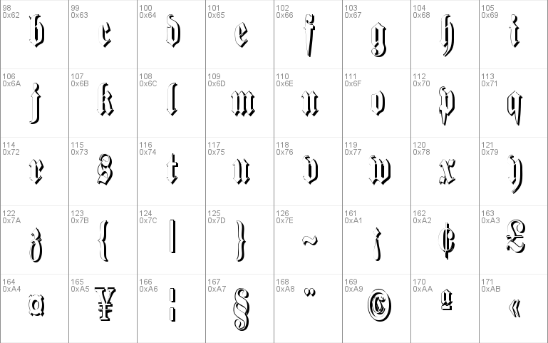 Schmalfette Fraktur Schattiert