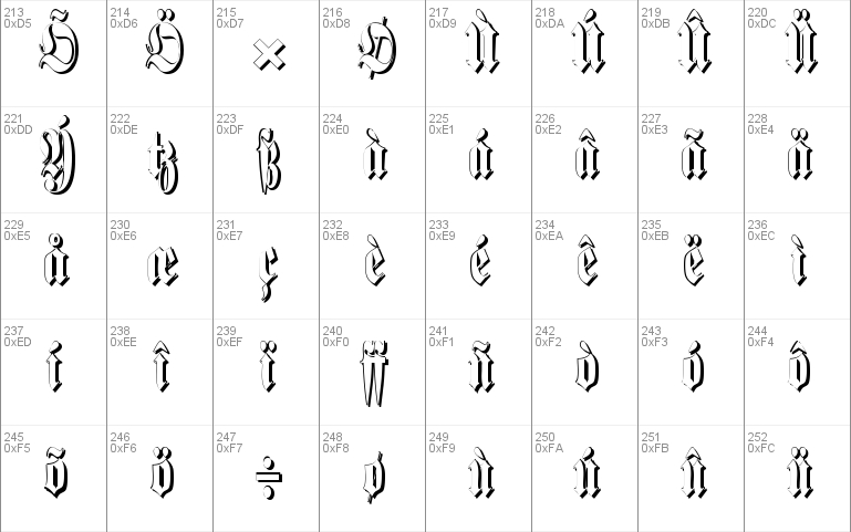 Schmalfette Fraktur Schattiert