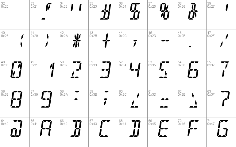 7 segment display fonts in windows