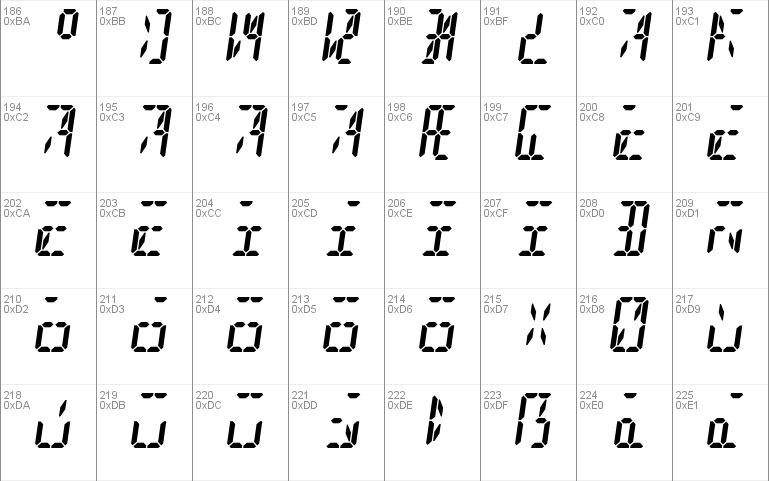 sixteen segment display font