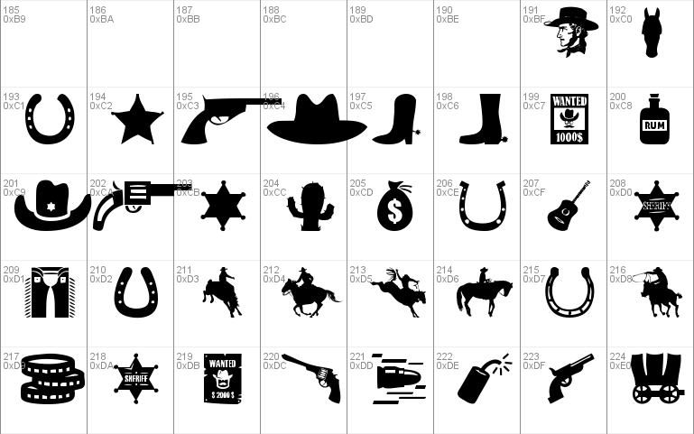 Wild West Icons Windows font - free for Personal | Commercial