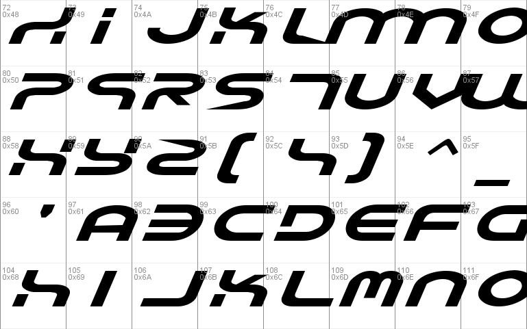 Yukon Tech Expanded Italic