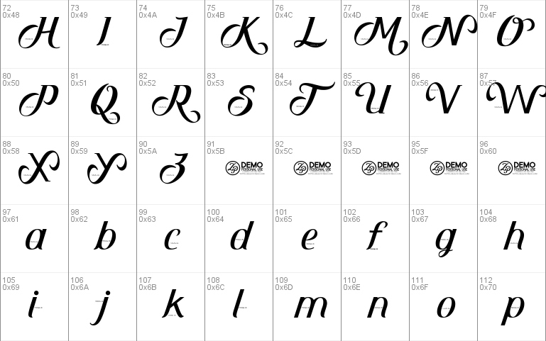 Zilap Sensitive DEMO Windows font - free for Personal